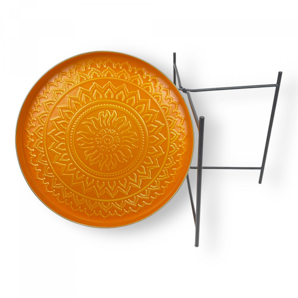 Tablett Vitoria Ø 46 cm – Klappbarer Tabletttisch in Gelb im marokkanischen Stil